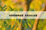 大熊短视频运营  大熊文化主播