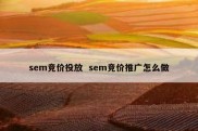 sem竞价投放  sem竞价推广怎么做