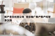 帐户竞价托管公司  竞价推广账户账户托管多少钱