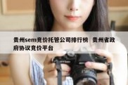贵州sem竞价托管公司排行榜  贵州省政府协议竞价平台