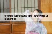餐饮加盟培训需求调研问卷  餐饮企业培训需求调查表
