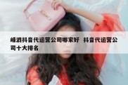 嵊泗抖音代运营公司哪家好  抖音代运营公司十大排名