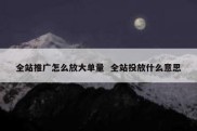 全站推广怎么放大单量  全站投放什么意思