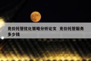 竞价托管优化策略分析论文  竞价托管服务多少钱
