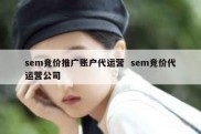 sem竞价推广账户代运营  sem竞价代运营公司