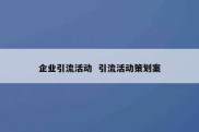 企业引流活动  引流活动策划案