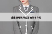 透透狼短视频运营的简单介绍