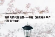 百度竞价托管运营seo教程（百度竞价账户托管是干嘛的）
