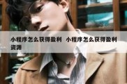 小程序怎么获得盈利  小程序怎么获得盈利资源