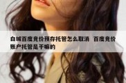白城百度竞价预存托管怎么取消  百度竞价账户托管是干嘛的