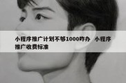 小程序推广计划不够1000咋办  小程序推广收费标准