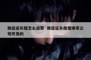 微店店长版怎么运营  微店店长版是哪家公司开发的