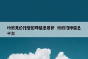 松滋竞价托管招聘信息最新  松滋招标信息平台