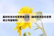 最好的竞价托管费用公司（最好的竞价托管费用公司是哪家）