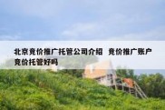 北京竞价推广托管公司介绍  竞价推广账户竞价托管好吗