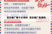 竞价推广哪个公司好  竞价推广有用吗