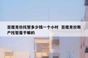 百度竞价托管多少钱一个小时  百度竞价账户托管是干嘛的