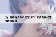 汉口百度竞价账户托管技巧  百度竞价托管代运营公司