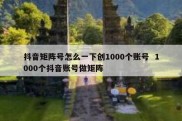 抖音矩阵号怎么一下创1000个账号  1000个抖音账号做矩阵