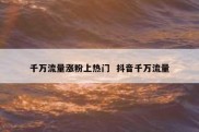 千万流量涨粉上热门  抖音千万流量