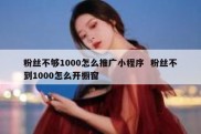 粉丝不够1000怎么推广小程序  粉丝不到1000怎么开橱窗