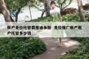 账户竞价托管费用谁承担  竞价推广账户账户托管多少钱