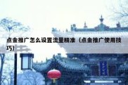 点金推广怎么设置流量精准（点金推广使用技巧）