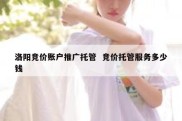 洛阳竞价账户推广托管  竞价托管服务多少钱