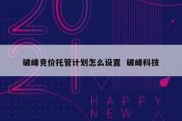 破峰竞价托管计划怎么设置  破峰科技