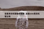百度竞价托管操作视频  百度sem竞价托管公司