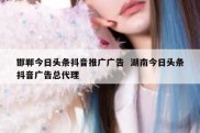邯郸今日头条抖音推广广告  湖南今日头条抖音广告总代理