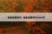 电商运营技巧  电商运营技巧1000字