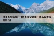 拼多多全站推广（拼多多全站推广怎么设置成交出价）