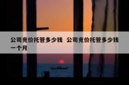 公司竞价托管多少钱  公司竞价托管多少钱一个月