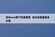 竞价sem账户托管费用  竞价托管服务多少钱