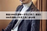 粉丝1000万涨粉一千万上热门  粉丝1000万涨粉一千万上热门多少钱