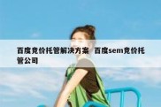 百度竞价托管解决方案  百度sem竞价托管公司