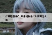 红果短剧推广  红果短剧推广id账号怎么填