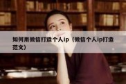 如何用微信打造个人ip（微信个人ip打造范文）