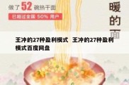王冲的27种盈利模式  王冲的27种盈利模式百度网盘