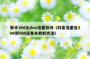 新手300元dou流量扶持（抖音流量在300到500还有补救的方法）