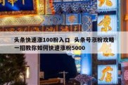 头条快速涨100粉入口  头条号涨粉攻略一招教你如何快速涨粉5000