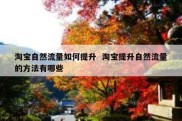 淘宝自然流量如何提升  淘宝提升自然流量的方法有哪些
