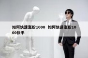 如何快速涨粉1000  如何快速涨粉1000快手