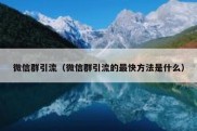 微信群引流（微信群引流的最快方法是什么）