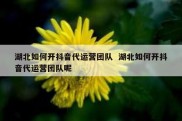 湖北如何开抖音代运营团队  湖北如何开抖音代运营团队呢