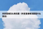 抖音直播怎么推流量（抖音直播推流量是什么意思）