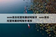 sem竞价托管效果好吗知乎  sem竞价托管效果好吗知乎推荐