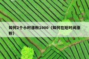 如何2个小时涨粉1000（如何在短时间涨粉）