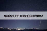 东莞短视频运营  东莞短视频运营招聘信息